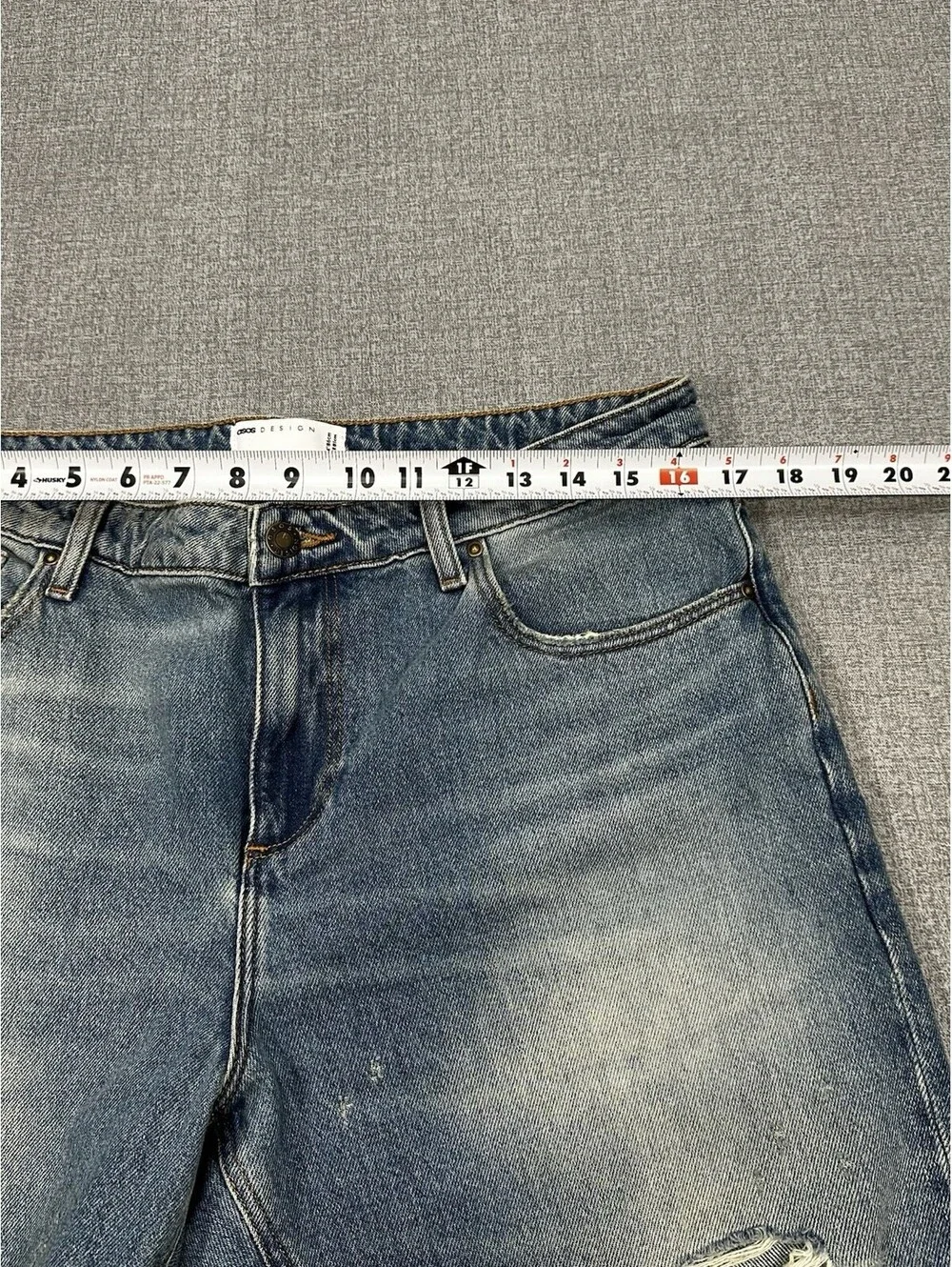 ASOS Design Men’s Distressed Slim Straight Jeans Blue Denim W33 L27